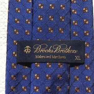 Brooks Brothers XL Blue with Brown Squares Tie